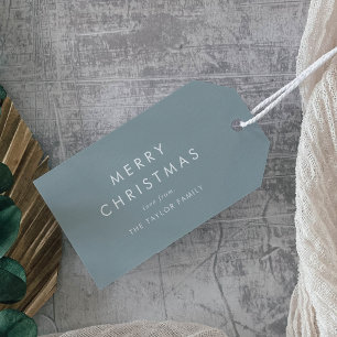 Étiquettes-cadeau Chic Dusty Blue Joyeux Noël Famille Vacances