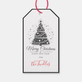 Étiquettes-cadeau Chic Elegant Black White Script Christmas Tree (Devant)