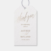 Étiquettes-cadeau Chic Faux Mariage de calligraphie métal or (Devant)