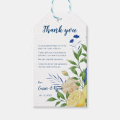 Étiquettes-cadeau Chic Floral Citrus Mariage Merci Message (Devant)