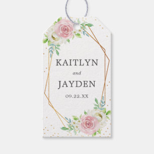 Étiquettes-cadeau Chic Géométrique Mariage floral à huile d'or