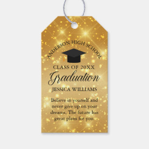 Étiquettes-cadeau Chic Gold Sparkle Graduation Citation Inspirationn