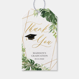 Étiquettes-cadeau Chic Graduation Tropical Greenery Faveur géométriq