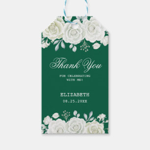 Étiquettes-cadeau Chic Green Pastel Blanc Rose vert Anniversaire
