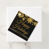 Étiquettes Cadeau Chic Happy Holidays Black Gold Snowflake Custom (En situation)