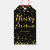 Étiquettes-cadeau Chic Joyeux Noël Gold Foil Confetti Noir (Dos)