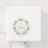 Étiquettes Cadeau Chic Joyeux Noël Holly Wreath | Script Gold (En situation)