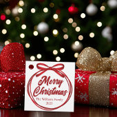 Étiquettes Cadeau Chic Joyeux Noël Script Red Ribbon Bow Party