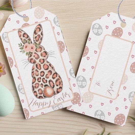 Étiquettes-cadeau Chic Leopard Bunny Pâques