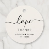 Étiquettes Cadeau Chic Love Et Merci Cream Mariage (Dos)