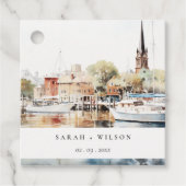 Étiquettes Cadeau Chic Mariage d'aquarelle Annapolis Maryland (Devant)
