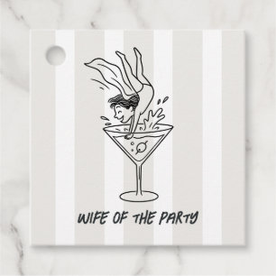 Étiquettes Cadeau Chic Martini Doodle Épouse de la Fête Enterrement