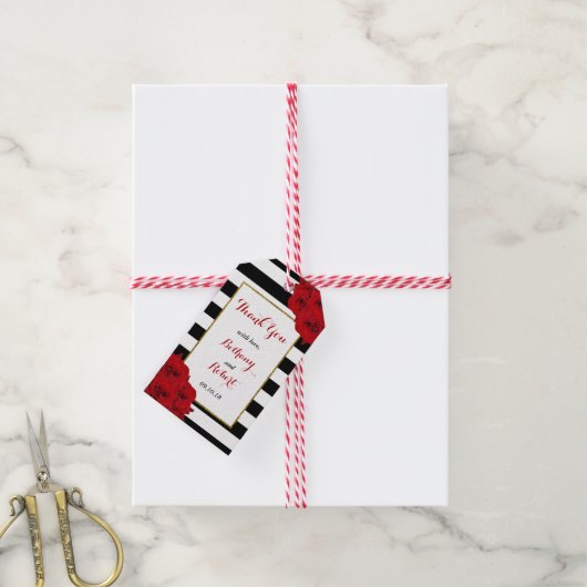 Étiquettes-cadeau Chic Moderne Luxe Mariage Collection - Roses rouge (Avec de la ficelle)