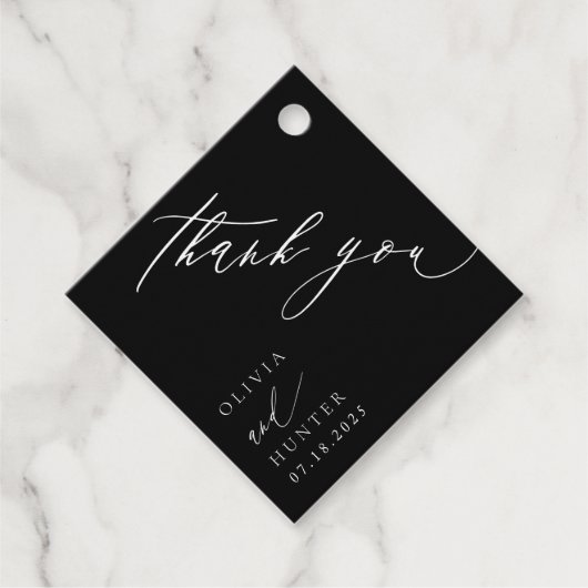 Étiquettes Cadeau Chic moderne Mariage noir & blanc (Devant)
