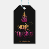 Étiquettes-cadeau Chic moderne Parties scintillant pin arbre joyeux (Devant)