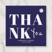 Étiquettes Cadeau Chic Navy Blue Bold Merci de mariage (Dos)