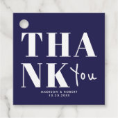 Étiquettes Cadeau Chic Navy Blue Bold Merci de mariage (Devant)