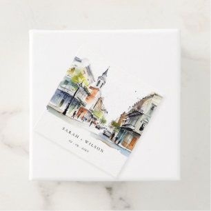 Étiquettes Cadeau Chic New Orleans Louisiana Mariage aquarelle