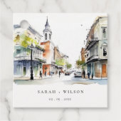 Étiquettes Cadeau Chic New Orleans Louisiana Mariage aquarelle (Devant)