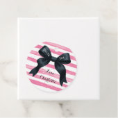 Étiquettes Cadeau Chic noir Bow rose blanc bande (En situation)