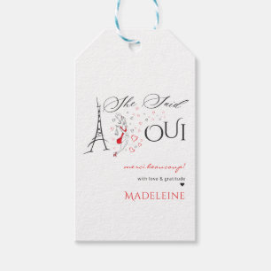Étiquettes-cadeau Chic Parisien Français Elle a Dit Oui Réception de