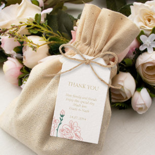 Étiquettes-cadeau Chic Pastel Rose Merci Mariage