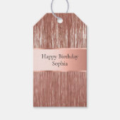 Étiquettes-cadeau Chic Rose Gold Glam Tinsel Stripes (Devant)