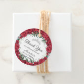 Étiquettes Cadeau Chic Roses Rouges Florales Wreath Argent Princesse (En situation)