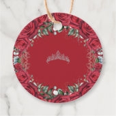 Étiquettes Cadeau Chic Roses Rouges Florales Wreath Argent Princesse (Dos)