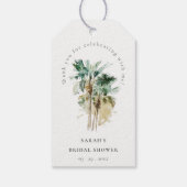 Étiquettes-cadeau Chic Tropical Aquarelle Palm Trees Fête des mariée (Dos)