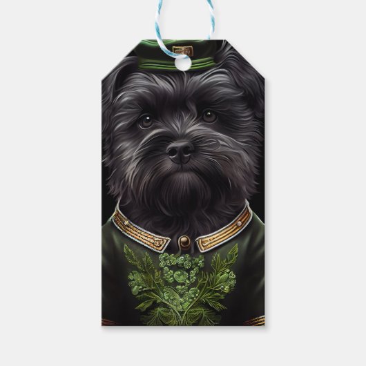 Étiquettes-cadeau Chien Affenpinscher en Robe de la Saint Patrick (Devant)
