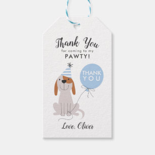 Étiquettes-cadeau Chien chiot fête d'anniversaire Blue Favoriser