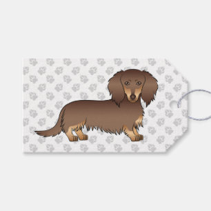 Étiquettes-cadeau Chien Dachshund à longs poils chocolat et feu & Pa