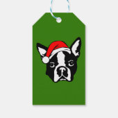 Étiquettes-cadeau Chien de Boston Terrier avec Noël Santa Hat (Dos)