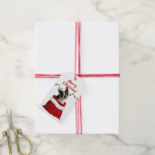 Étiquettes-cadeau Chien de Boston Terrier dans un sac de Père Noël (Avec de la ficelle)