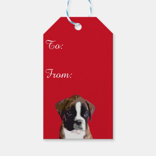 Étiquettes-cadeau Chien de chiot de boxe (Devant)
