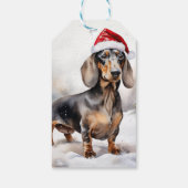 Étiquettes-cadeau Chien de Dachshund à Noël de neige (Dos)