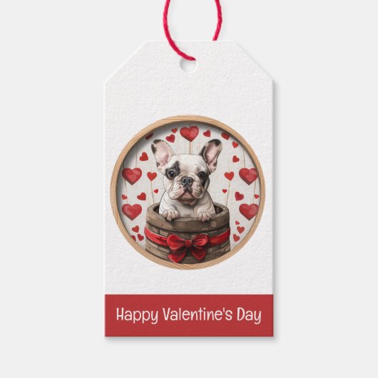 Étiquettes-cadeau Chien de taureau français Valentines (Devant)