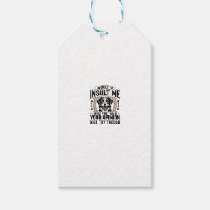 Étiquettes-cadeau Chien drôle avis vintage t-shirt design_1