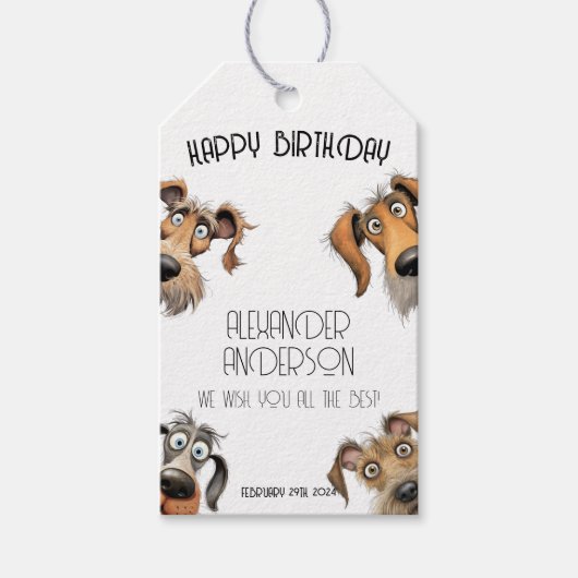 Étiquettes-cadeau Chien drôle unique Joyeux anniversaire (Devant)