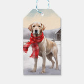 Étiquettes-cadeau Chien du Labrador à Noël de neige (Devant)