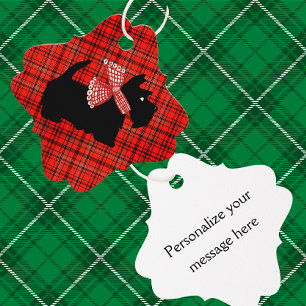 Étiquettes Cadeau Chien écossais noir rouge plaid Personnalisé