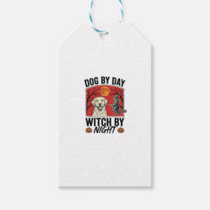 Étiquettes-cadeau Chien le jour sorcière la nuit Vintage Halloween C