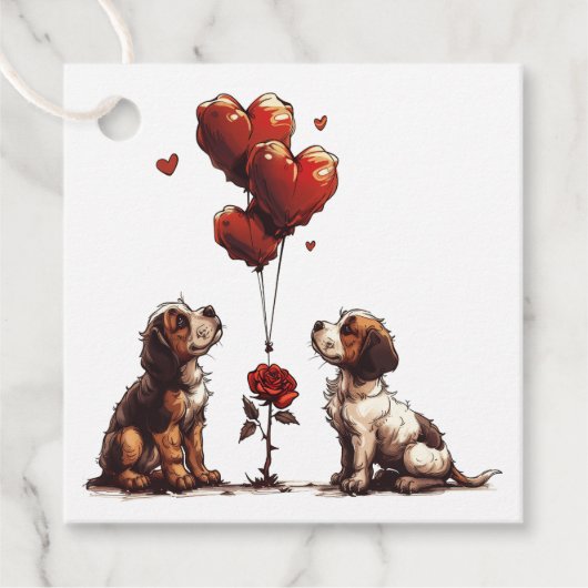 Étiquettes Cadeau Chiens Beagle de la Saint-Valentin (Devant)