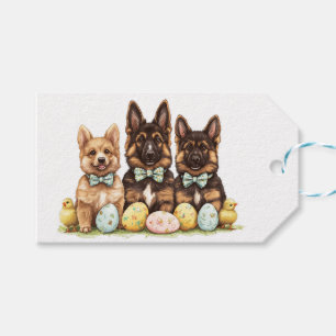 Étiquettes-cadeau Chiens de berger allemands de Pâques