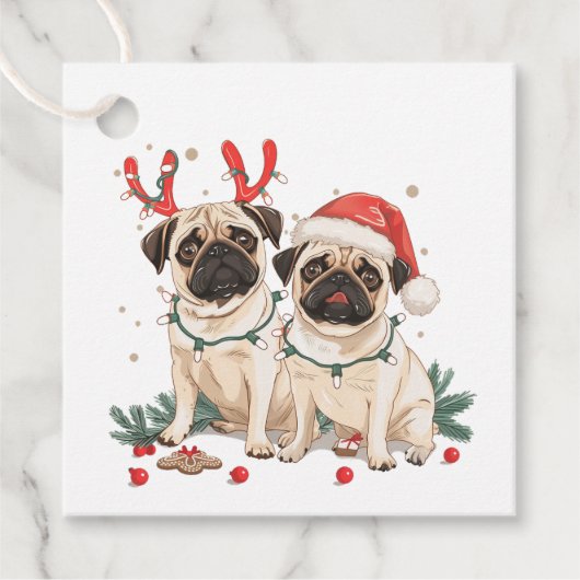 Étiquettes Cadeau Chiens de Carlin de Noël (Devant)