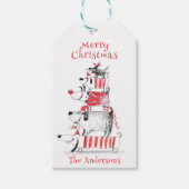 Étiquettes-cadeau Chiens de fête sympa Joyeux Noël (Devant)