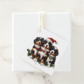 Étiquettes Cadeau Chiens de montagne bernois de Noël (En situation)