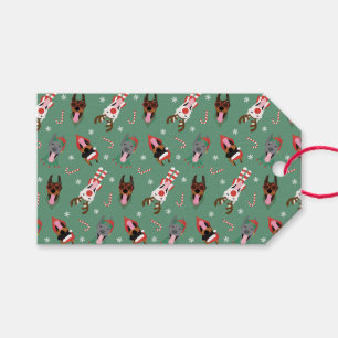 Étiquettes-cadeau Chiens de Noël Dobermann
