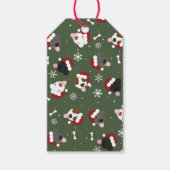 Étiquettes-cadeau Chiens de Noël sur Vert (Devant)